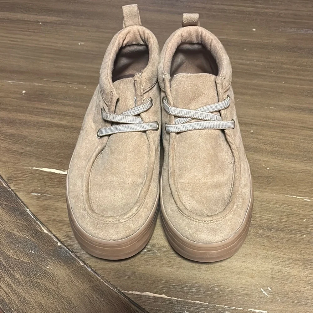 Tan Faux Suede High-Top Casual Sneakers